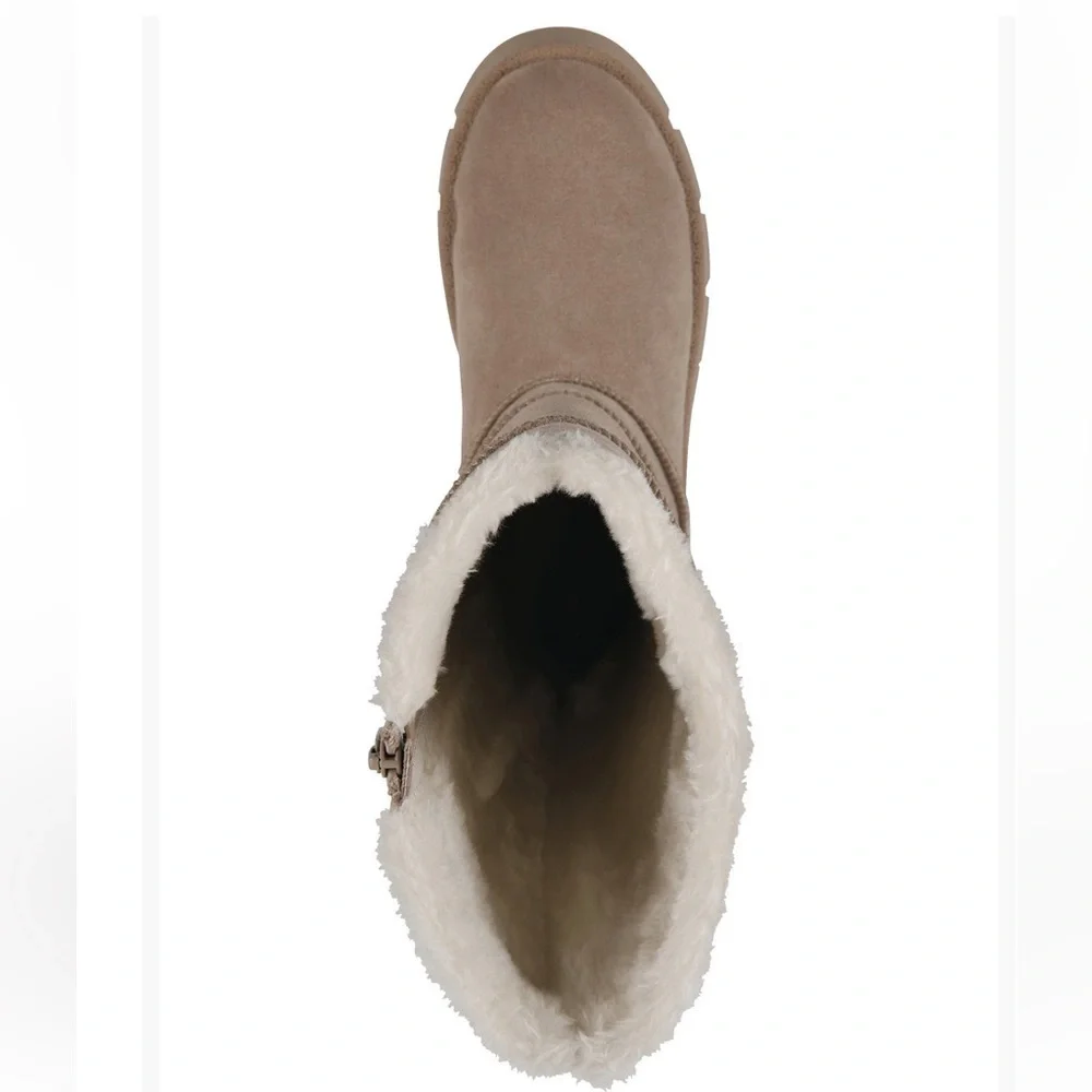 White Mountain Beige Knee-High Boots with Faux Fur